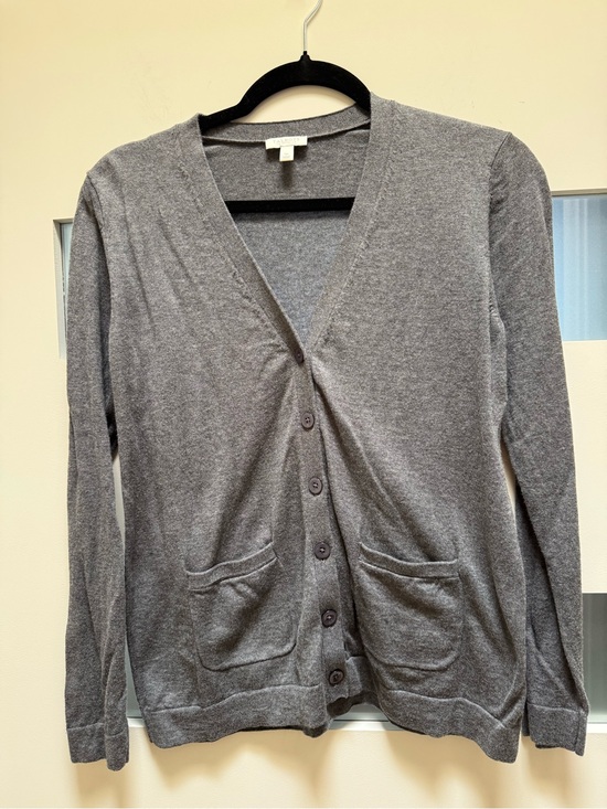 Talbots Sweaters - Talbots Gray V-Neck Button-Front Women's Cardigan Sweater